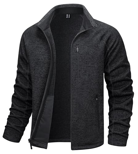 TACVASEN Men's Fleece Jackets Full Zip Up Lightweight Jacket Casual Stylish with Pockets for Outdoor Office