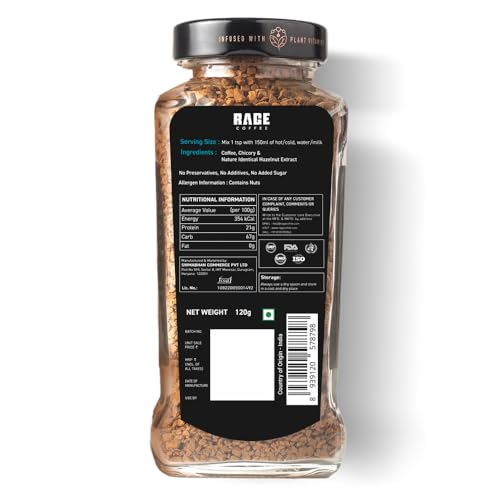 Image of Rage Coffee Silk Blend - Creamy Hazelnut Instant Coffee | Premium, Bold & Smooth Flavor | 120g Jar | 100% Arabica | Perfect for Hot & Cold Brews (Pack of 3)