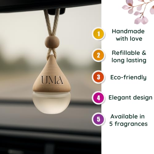 Image of Premium Car Freshener | UMA | Teardrop design | Hanging Pod with Refill | Car Freshener (8ml) + Refill (8ml) | Ultimate Magical Aromas (Kasturi - Musk)