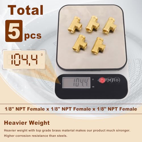 Image of 5pcs 1 /8 inch NPT Female Pipe to 1 /8 inch NPT Female Pipe to 1 /8 inch NPT Female Metals Brass Barstock Street Tee Pipe Hose Fitting
