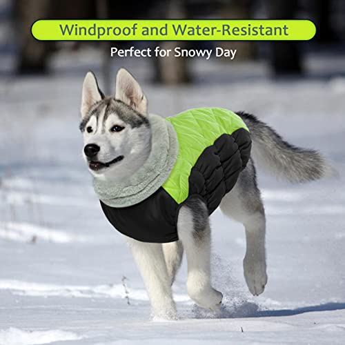 Image of LeLePet Warm Fleece Dog Jacket, XX-Large, Lime, Adjustable, Reflective, Water-Resistant, Windproof, Turtle Neck, for Small Medium Large Dogs