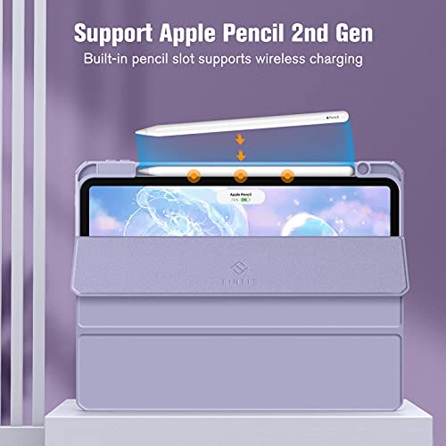 Image of Fintie Hybrid Slim Case for iPad Pro 11-inch (4th / 3rd Generation) 2022 /2021 - [Built-in Pencil Holder] Shockproof Cover w /Clear Transparent Back Shell, Also Fit iPad Pro 11 inch 2nd Gen, Lilac Purple
