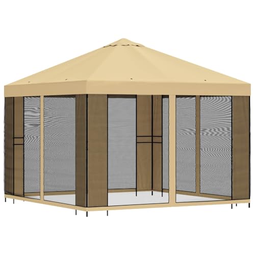 Cenador rectangular 3x3 m en acero crema para jardin o terraza 2