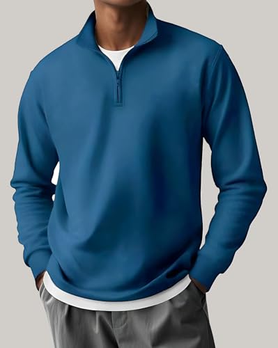 Image of AUSK Mens Sweatshirt with Neck Zipper || Full Sleeve Polo Collar Jacket for Winter wear Fleece Fabric Sweatshirt for Man