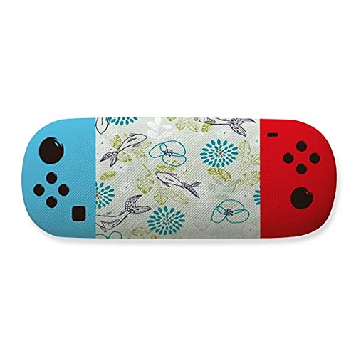 Étui de rangement pour lunettes bleu à motif poissons et feuilles