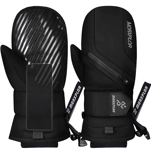 MORXPLOR Ski Mittens with Wrist Guards Low Profile Double-Side Wrist Protection Pair Snowboarding Mitten