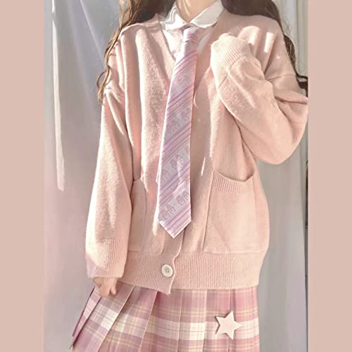 Kawaii Long Sleeve Cardigan Japanese Y2K Preppy JK Uniform Knitted Loose Sweater for Women Cutecore Cosplay Coat4