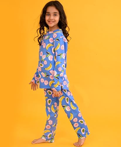 Image of Anthrilo Pure Cotton Printed Pyjama Set for Girls | Sleepwear | Night Suit, Night Wear | Long Sleeves T-Shirt & Pyjama | Regular Wear | 0-14 Years