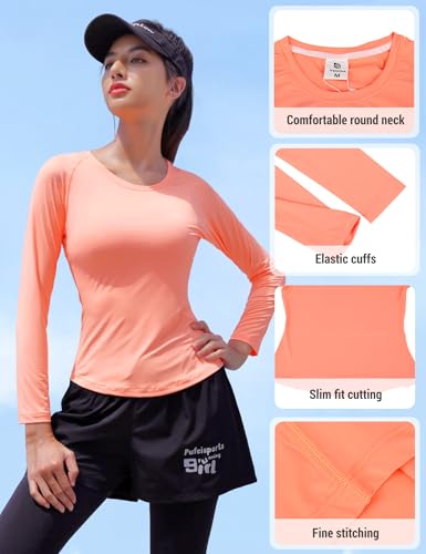 Image of Venzina Women's Long Sleeve Quick Dry T-Shirt UPF 50+ Sun Protection |Moisture Wicking, Stretchable, Lightweight Athletic Top for Yoga, Running, Dance, Gym & Casual Wear