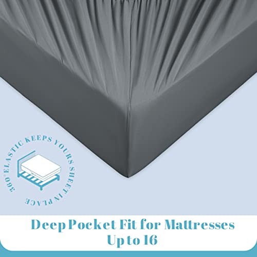 Sonoro Kate Queen Size Sheets Set, Microfiber Seersucker Stripe Cooling Bed Sheets With 16-Inch Deep Pocket, Super Soft Breathable, Fade Resistant-4 Piece (Queen, Dark Grey) #TOP6