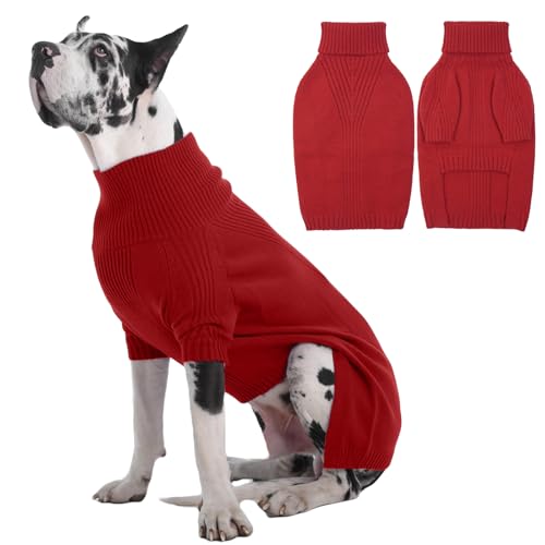 IECOii Great Dane Sweater,5XL Extra Large Sweater for Giant Breed Dogs in Winter,Turtleneck Cold Weather Knit Clothes,Machine Washable,Elastic Pullove