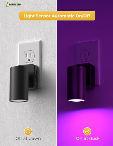 Image of L LOHAS LED Night Lights Plug into Wall, [2-Pack] Decorative Night Lights | Dusk to Dawn Sensor,Brightness Adjustable,RGB Color Changing Nightlight for Bathroom,Hallway,Stairs