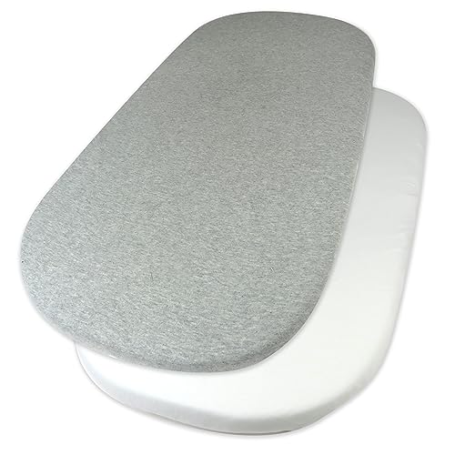 Image of HonestBaby 2-Pack Organic Cotton Fitted Bassinet Sheet, Gray Heather, One Size