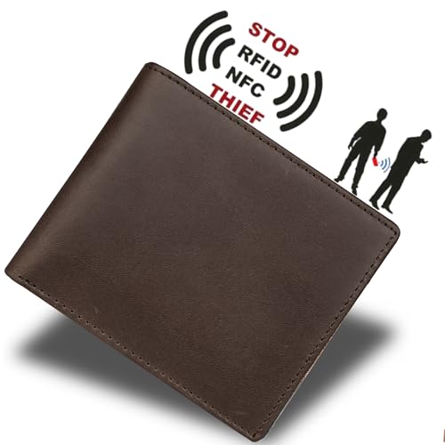 Image of DK86 Leather Bifold Wallet for Men RFID Blocking Full Grain Leather Extra Capacity Multiple Card Slots with 2 ID Windows (Vintage Coffee)