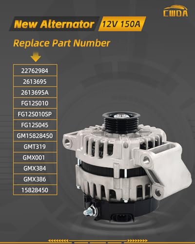Image of 15828450 Alternator Compatible with Chevy | 2008-2010 Cobalt 2.2L 2.4L Pontiac G5 2.2L 2.4L Saturn Aura Sky Vue 2.4L 2008-2012 Malibu 2.4L 22762984 AVA0078 12856