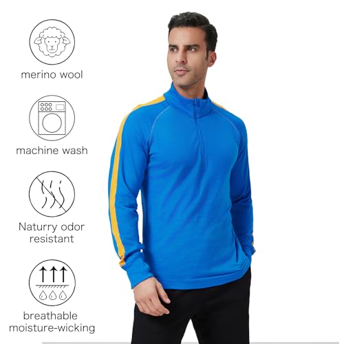 100% Merino Wool Base Layer Mens - Wool Half Zip Sweater Men - Merino Quarter Zip Wool Sweater Lite2