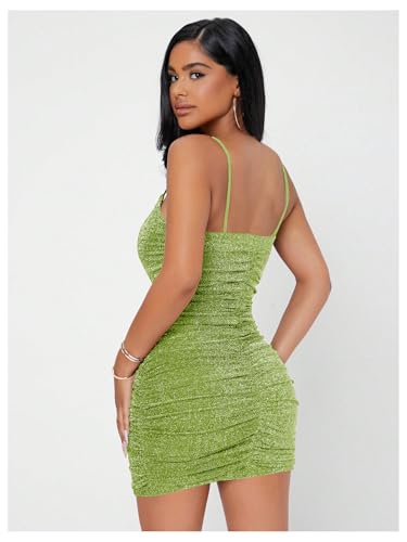 Image of Floerns Women's Glitter Sleeveless Ruched Party Clubwear Bodycon Mini Dress