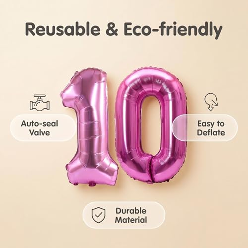 Image of YPSelected 32 Inch Large Foil Helium Number Balloon Birthday Wedding Party 0-9 (Pink, 1)