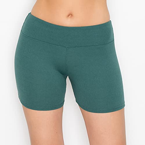 Image of ALWAYS Women's Ribbed Biker Shorts, High Waisted Tummy Control Workout Shorts, 5 inch Inseam, Seafoam L