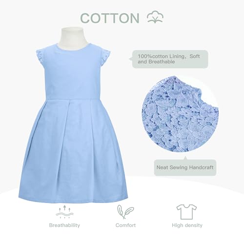 ALLOVIN Girls & Toddlers Sleeveless A-Line Lace Party Dress Birthday Wedding & Flower Girl Dress with Beaded Bowknot 2-12Y3