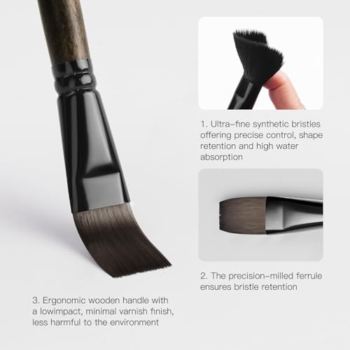 Image of Fuumuui 26pcs Professional Paint Brush Set - High-Grade Series Synthetic Nylon Paint Brushes for Landscape, Acrylic, Oil, Watercolor, Gouache - Multi-Functional Universal Free Style for Art Supplies