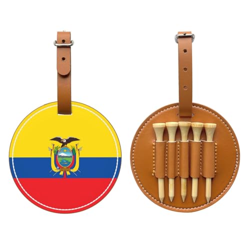 Flag of Ecuador Brown Golf tee Storage Bag - Durable and wear-Resistant Golf Accessories