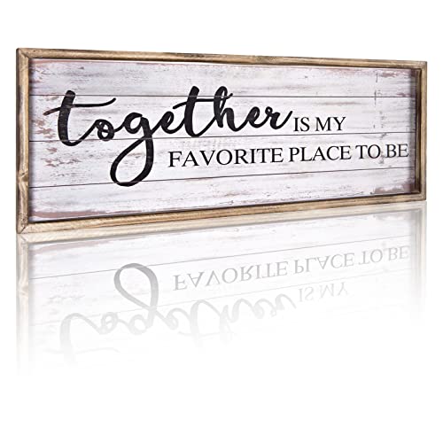 Vintage Wooden Sign For Home,Kitchen,Living Room, Large Wall Sign Farmhouse Wall Decor Wall Art, Freestanding Sign With Sayings- Together Is My Favorite Place To Be 27.5 X 9.5 Inchs #TOP1