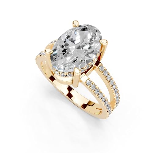 1-5 Carat 14K 18K Gold Platinum Oval Cut Pave Split Shank Lab Grown Diamond Ring, Engagement, Anniversary Wedding, IGI Certified Promise Rings for Women (1-5 Ct, F-G Color, VS1-VS2 Clarity)