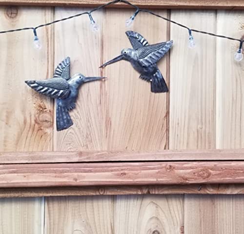 Hummingbirds, Set Of 2, Nature Inspired Small Wall Hanging Ornamental Birds, Fall Garden Home Decorations, Good Luck Accent Plaques, Handmade In Haiti 6 X 5.5 Inches #TOP6