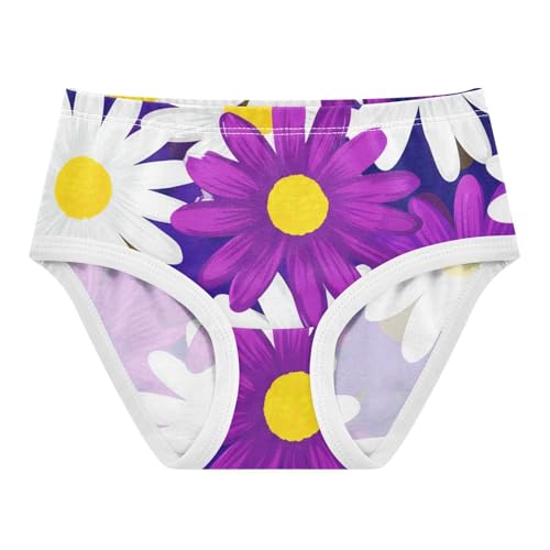 Toddler Underwear Custom 2t Cotton Panties Little Girl Flower Briefs Girls Undies Floral White Purple Daisy Flowers
