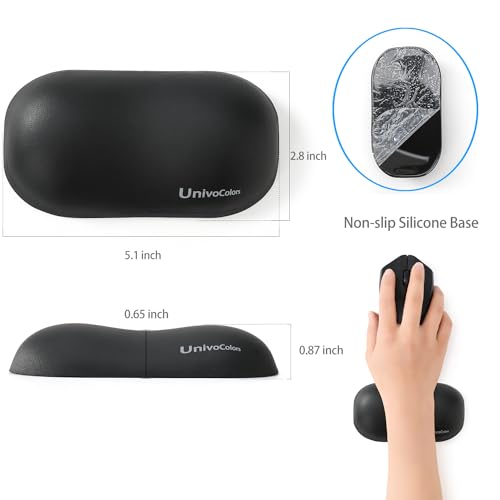 Image of UnivoColors Design-Wave Set of Wrist Rest,Artificial Sheepskin+Memory Foam+Ergonomic+Anti-Slip Gel, Resilience Support During Work and Gaming,Keyboard Accessory,Navy
