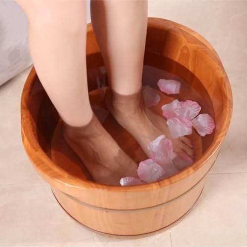 Cubeta de baño para pies de madera roble 42x28x25 cm miniatura 2