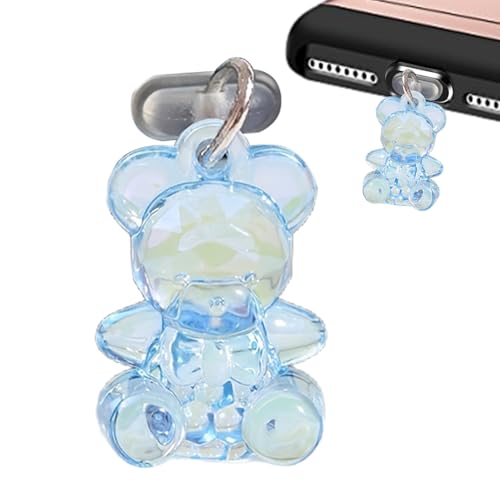 電話ダストプラグ - かわいい充電器キャップ、USBポートストッパー、ベアデザインチャーム|柔軟な充電ホールブロッカー、スマートフォン、タブレット、毎日の使用、ガジェットの安全性、ポケットストレージ用の装飾タイプCアクセサリー