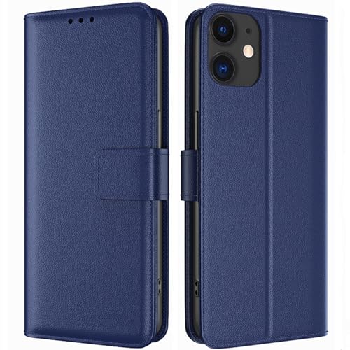 TQIAHF Coque pour iPhone 11, Étui Housse Cuir Flip Case Portefeuille Magnétique Antichoc, Bleu Foncé