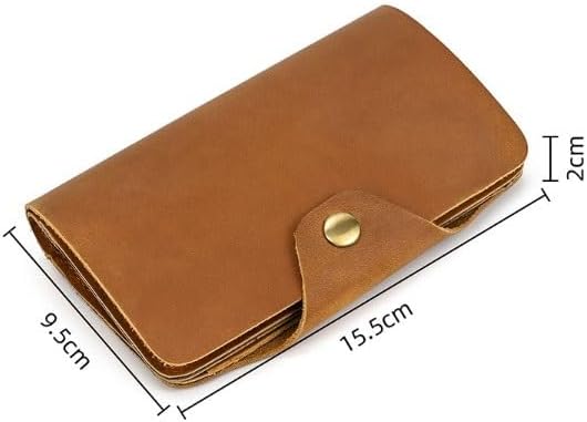 Men's Genuine Leather Wallet with Vintage Snap Closure Long with Multiple Card Slots