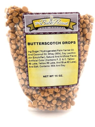 Butterscotch Drops, Bulk Size, Baking Chips (1 lb. Resealable Zip Lock Stand Up Bag)