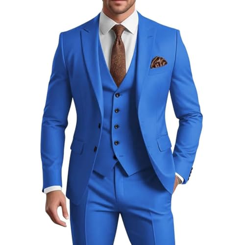 Mi Bo Tong Mens Suit Sets 3 Piece Formal Slim Fit Wedding Tuxedo for Men Two Button Blazer Vest Pants Business Suit3