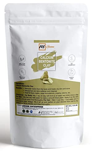 mGanna 100% Natural Calcium Bentonite Clay (Food Grade) for Detoxification, Facial Masks, Creams, Body Wraps, Skin Tightening, and Soap Making 0.5 LBS / 227 GMS