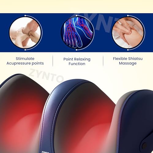 Image of ZYNTO Shiatsu Foot, Calf & Leg Massager for Pain Relief with Heat & Kneading function.Corded Electric Foot Massager Machine for Relief Tired Muscles Pain Relief,Promotes Blood Circulation Clockwise & Anti-Clockwise Rotation With Auto Shut-Off Feature.