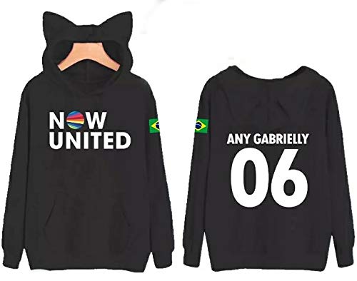 Moletom Infantil Now United Personalizado Any Gabrielly Capuz Orelhinha (14, Rosa)