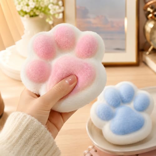 Image of 3PCS Taba Squishy Cat Paw, Taba Squishy for Relaxing Sensory Fidget Pinch Family for Kids Cat Paw Squeeze Cute Beautiful Cat Paw (White Pink)