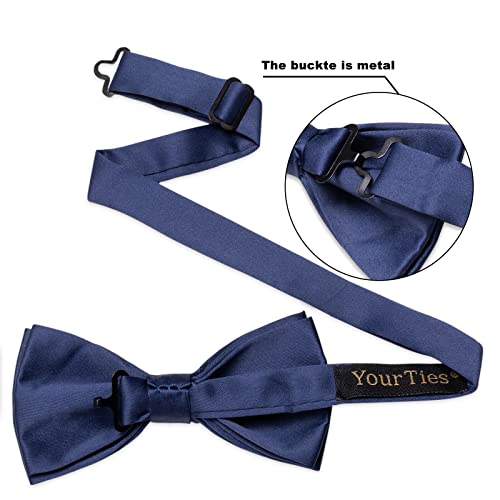 Image of YourTies Bow Ties for Men Pretied Bowties Solid Color Satin Bow Tie Formal Business Tuxedo Wedding Party Prom