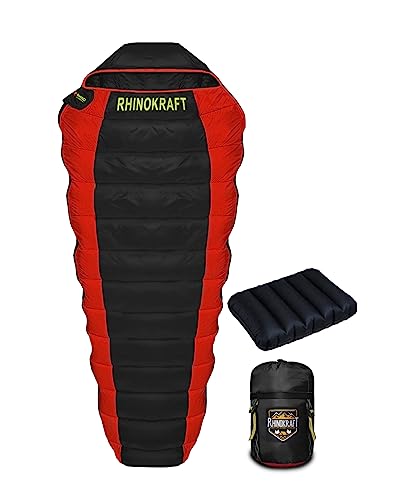 RhinoKraft Camping Sleeping Bag – 3 Season Warm & Cool Weather – Summer, Spring, Winter, Lightweight, for Adults & Kids – Camping Gear Equipment, Traveling and Outdoors