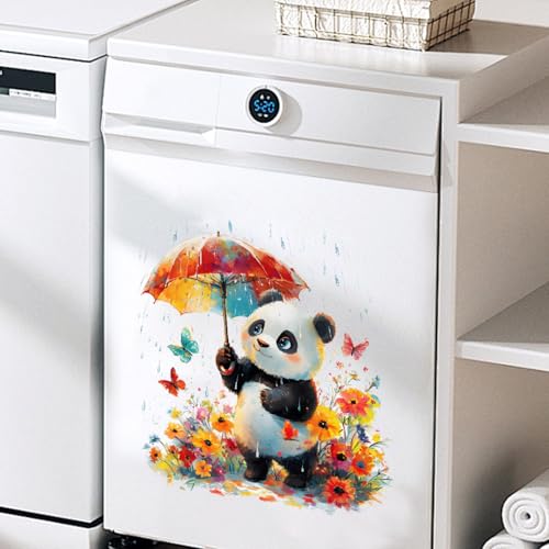 Vinilo decorativo infantil panda con paraguas y flores miniatura 4