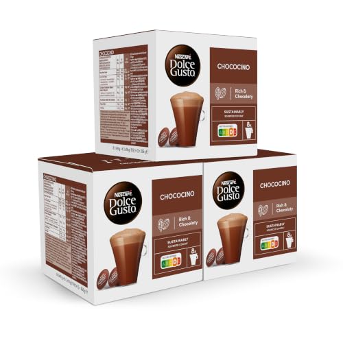 NESCAFÉ Dolce Gusto Chococino   Cápsulas de Café, 48 Cápsulas (3x16)   24 Tazas de Café (2 cáps. por taza)   Bebida chocolateada   Originales para cafeteras Dolce Gusto