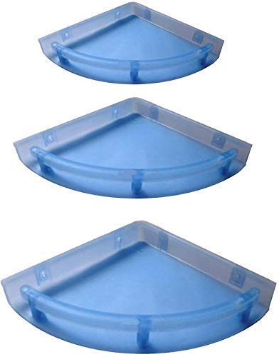 Unique Creation ABS Plastic Corner Shelf for Bathroom, Home Decor Set (Standard, Blue) -3 Pieces