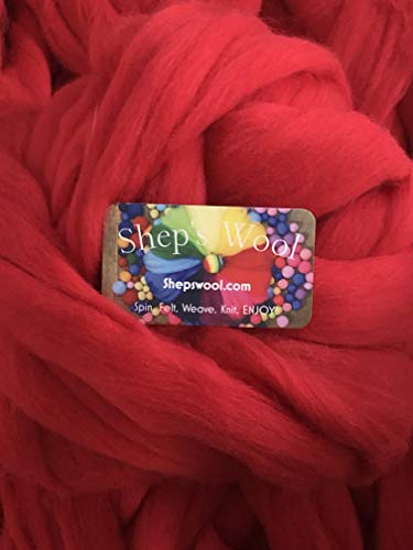 Shep's Wool Red Wool Roving 100% Merino Wool for Spinning | Red Roving, Red Spin Wool | Red Spin Wool for Roving (1 lb)