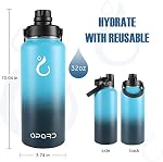Opard Insulated Stainless Steel Water Bottle, 32oz Reusable Metal Water Bottles with Straw and Spout, One Lid Dual-Use