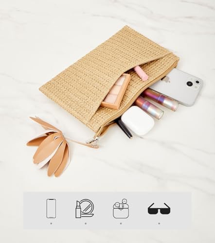 Image of BRYCTSISEN Women Straw Beach Clutch Purse Handbag Summer Elegant Vacation Style Shoulder Bag Crossbody Bag