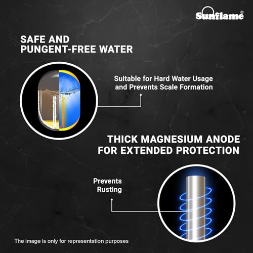 Image of Sunflame Rolig DG Geyser 15 Litre Water Heater for Home | Digital Display | BEE 5 Star Rating | Vitreous Enamel Tank Coating | Free PAN India Installation & Flexi Pipes | White